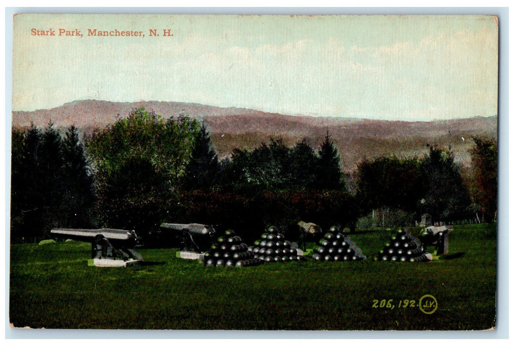 c1910 Stark Park Cannon Cannonballs Ground Manchester New Hampshire NH Postcard