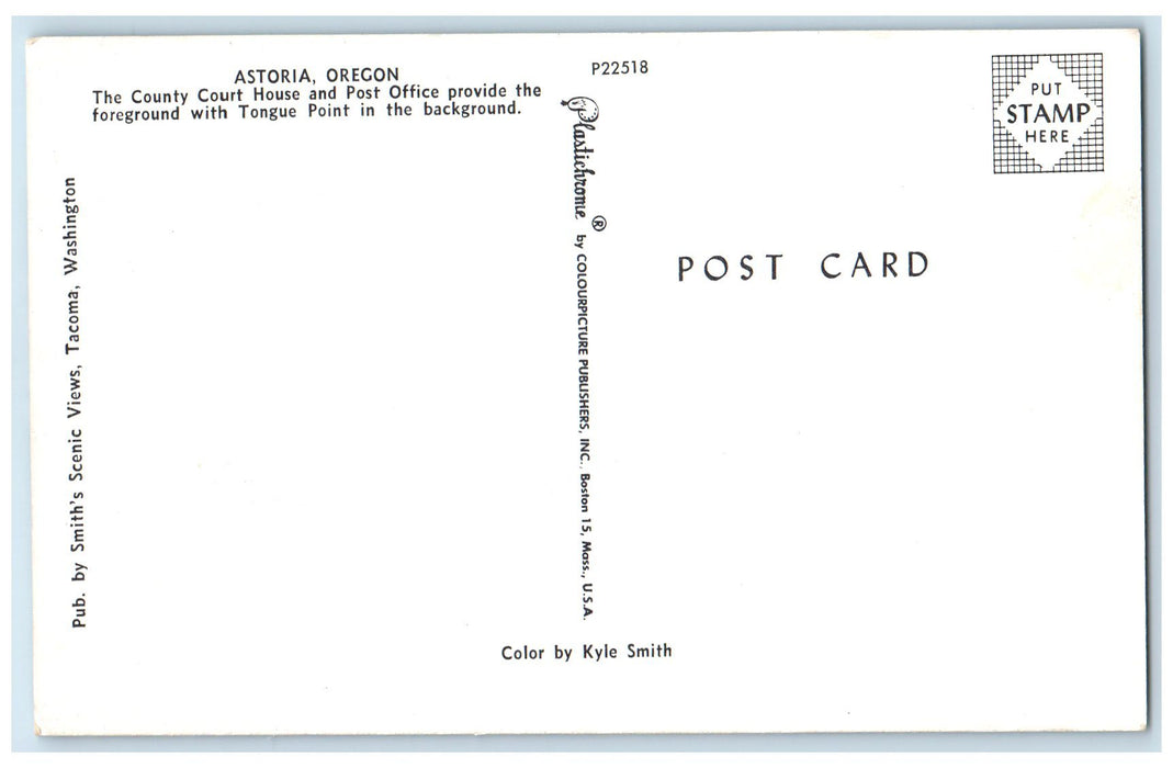 c1960s The County Court And Post Office View Astoria Oregon OR Unposted Postcard