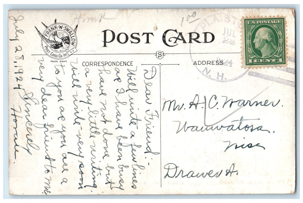 1924 Pollard Brook Plaistow River Creek Rustic Bridge New Hampshire NH Postcard