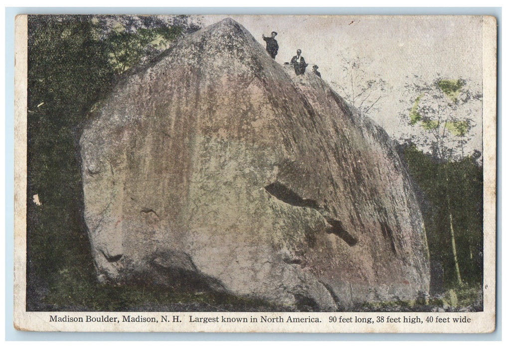 c1920's Madison Boulder Largest Known Big Rock People New Hampshire NH Postcard