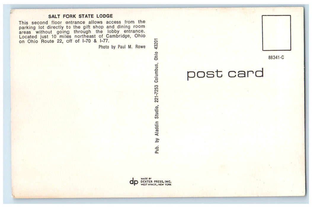 c1950 Salt Fork State Lodge Restaurant View Cambridge Ohio OH Unposted Postcard
