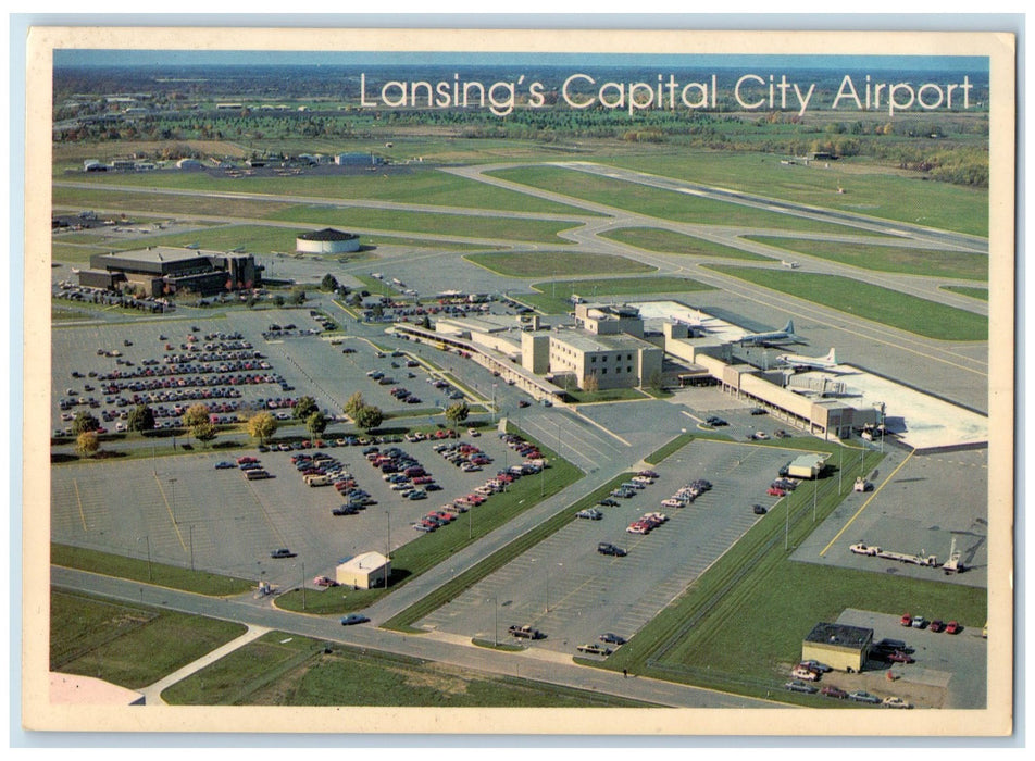 c1960's Aerial View Of Lansing Capitol City Airport Lansing Michigan MI Postcard