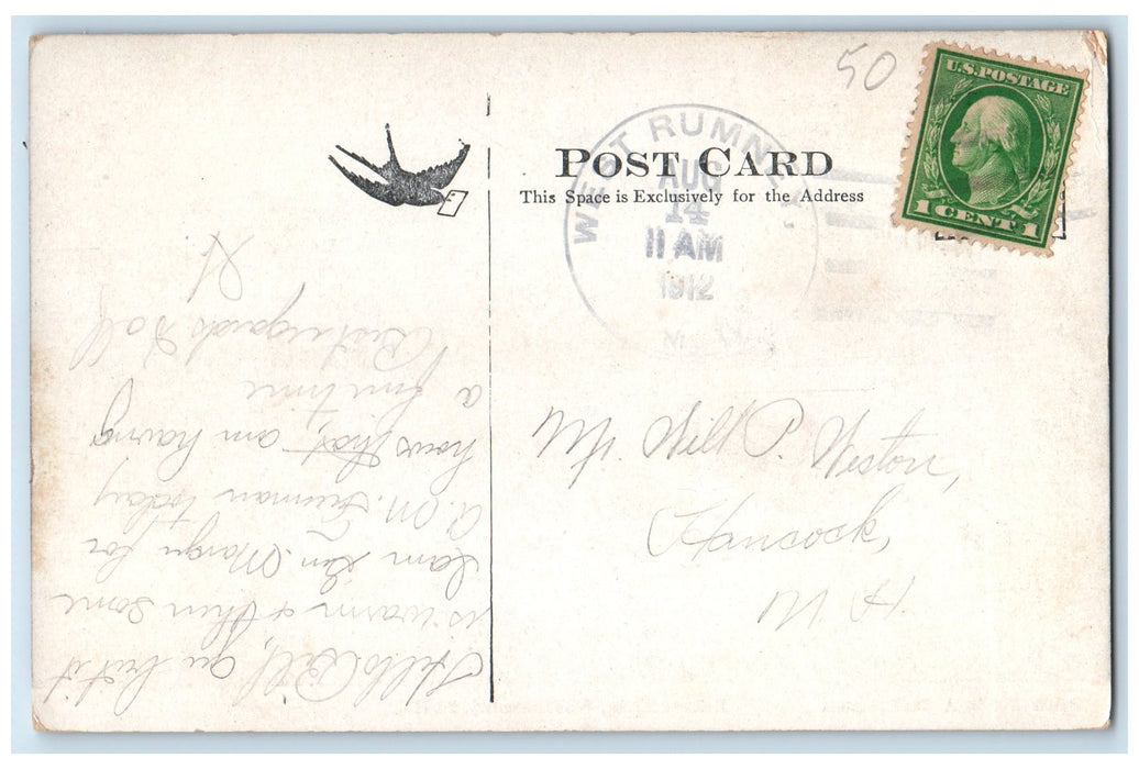 1912 Bakers River Mountains Grove View West Rumney New Hampshire Posted Postcard