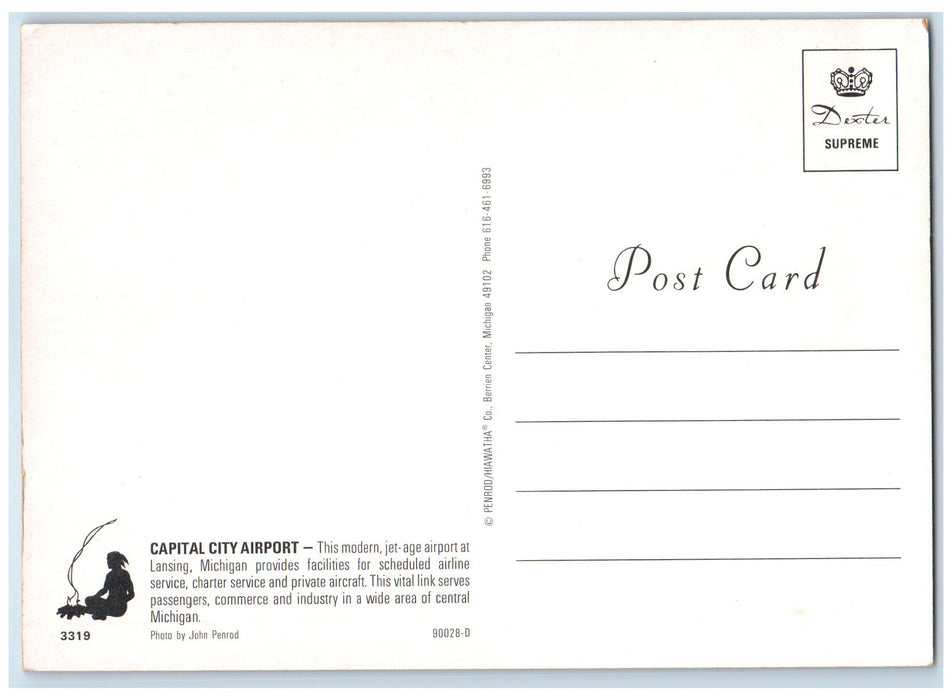 c1960's Aerial View Of Lansing Capitol City Airport Lansing Michigan MI Postcard