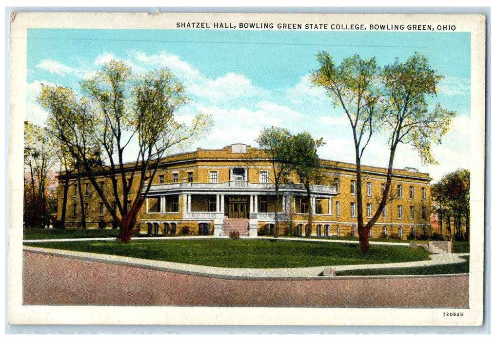 c1920's Shatzel Hall Bowling Green State College Bowling Green Ohio OH Postcard
