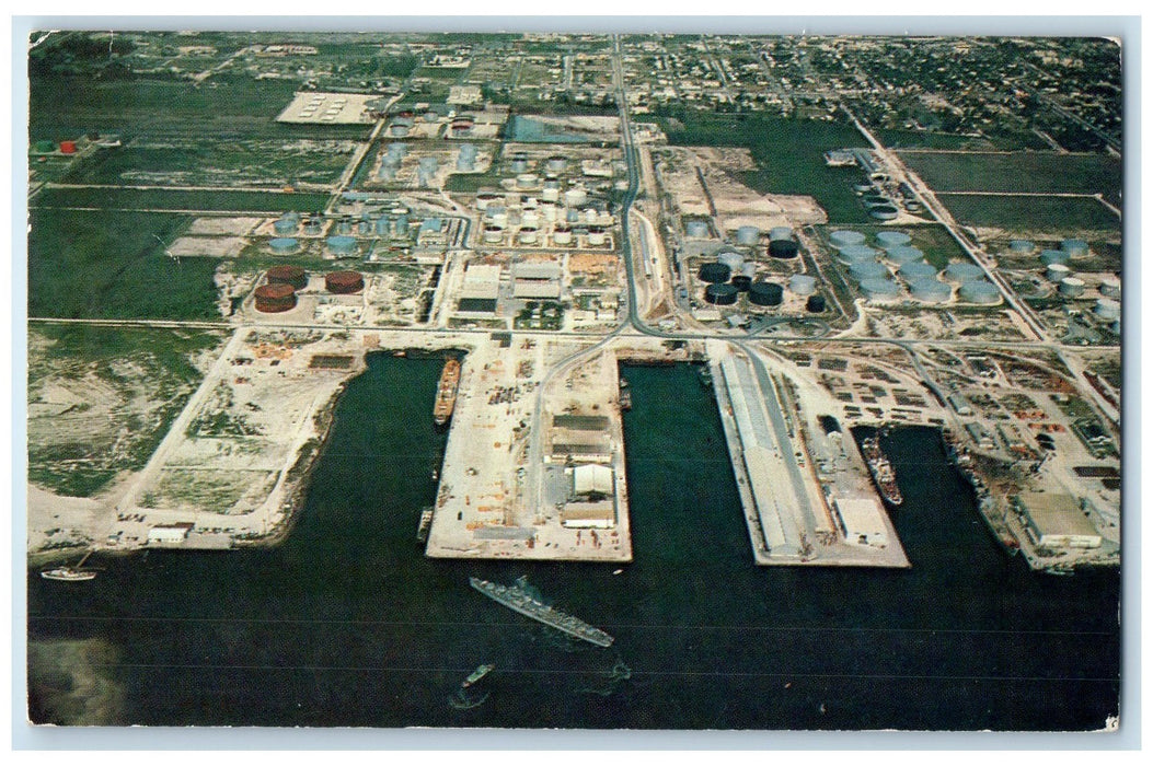 1961 Air View Seaward Of The Port Of Port Everglade Florida FL Posted Postcard