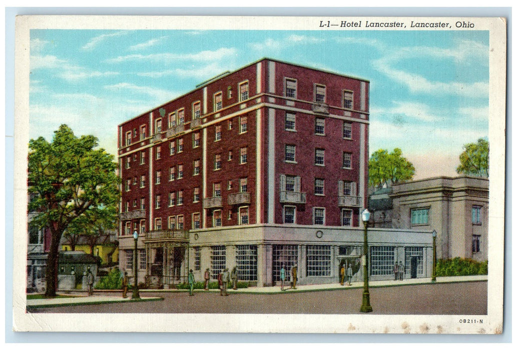 c1920's Hotel Lancaster Restaurant Building People Lancaster Ohio OH Postcard