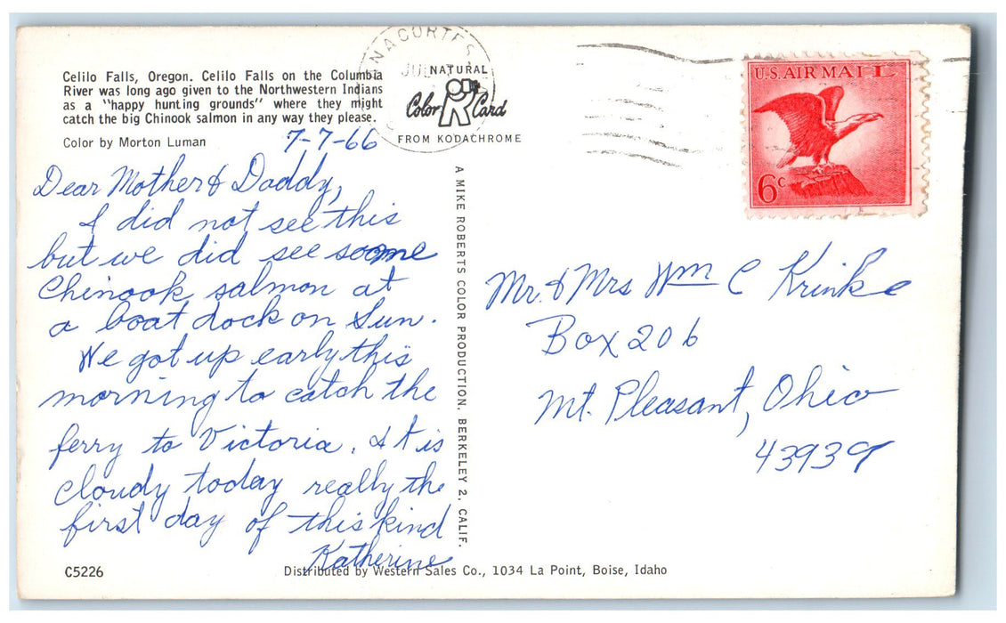 1966 Celilo Falls On The Columbia River Fishing Celilo Falls Oregon OR Postcard