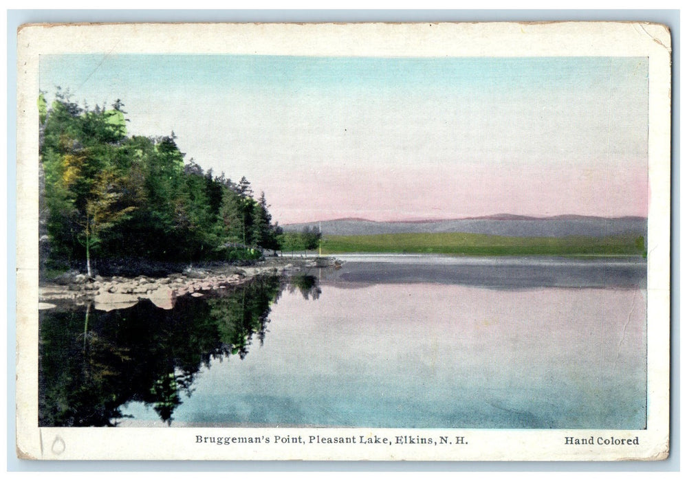 c1920's Bruggeman's Point Pleasant Lake Voew Elkins New Hampshire NH Postcard