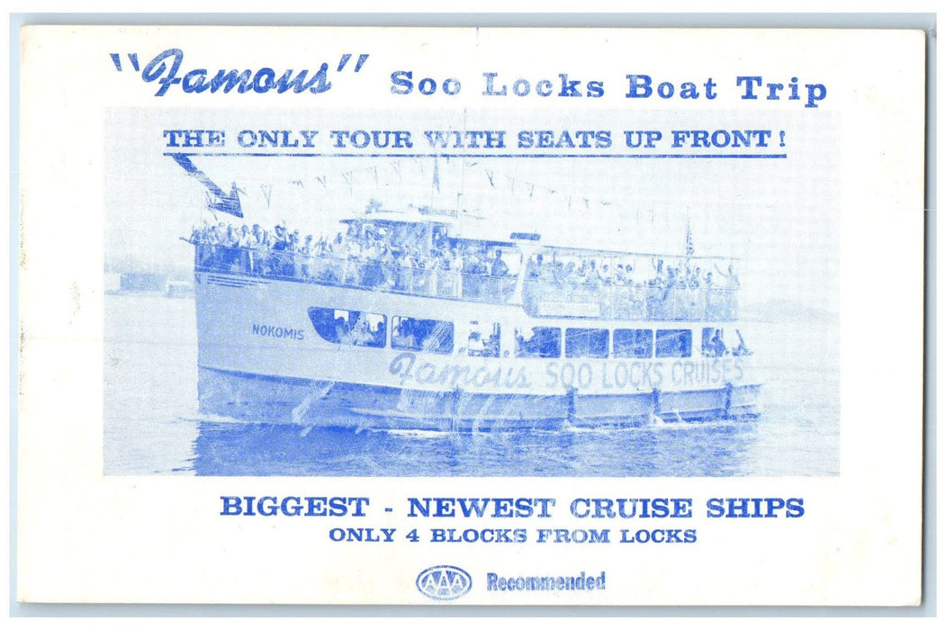 c1920's Famous Soo Locks Boat Trip Biggest Newest Cruise Ship Passenger Postcard