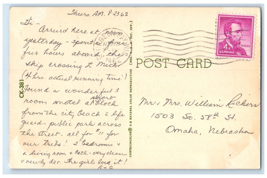 1962 Greetings From Sturgeon Bay River Boats Scene Wisconsin WI Posted Postcard