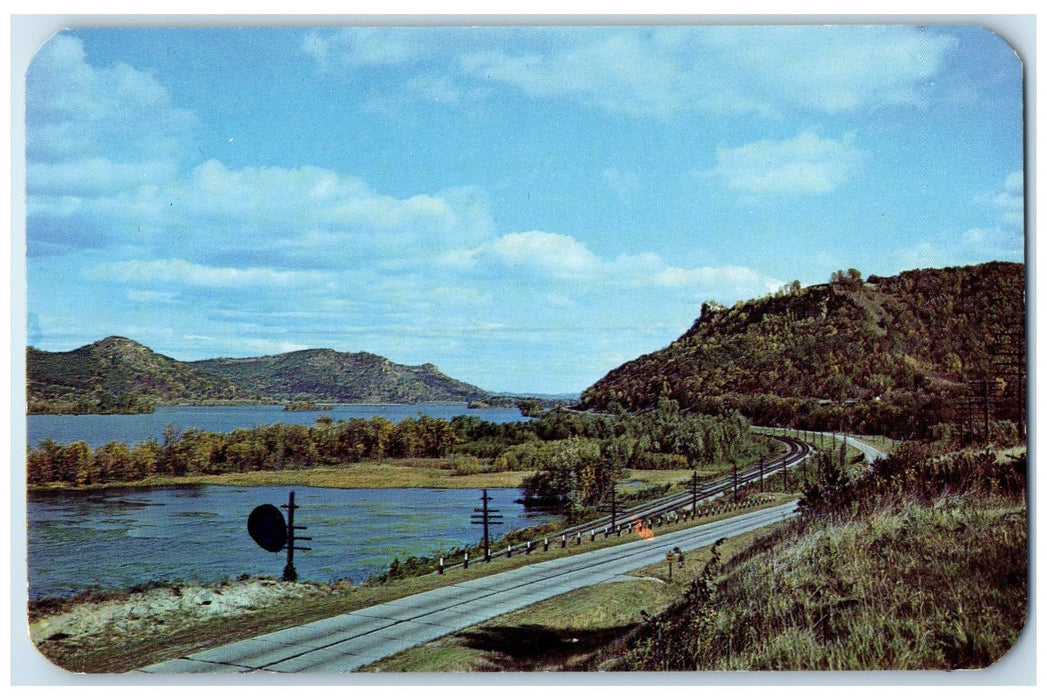 c1960's Mississippi River Trempealeau Mountain La Crosse Wisconsin WI Postcard