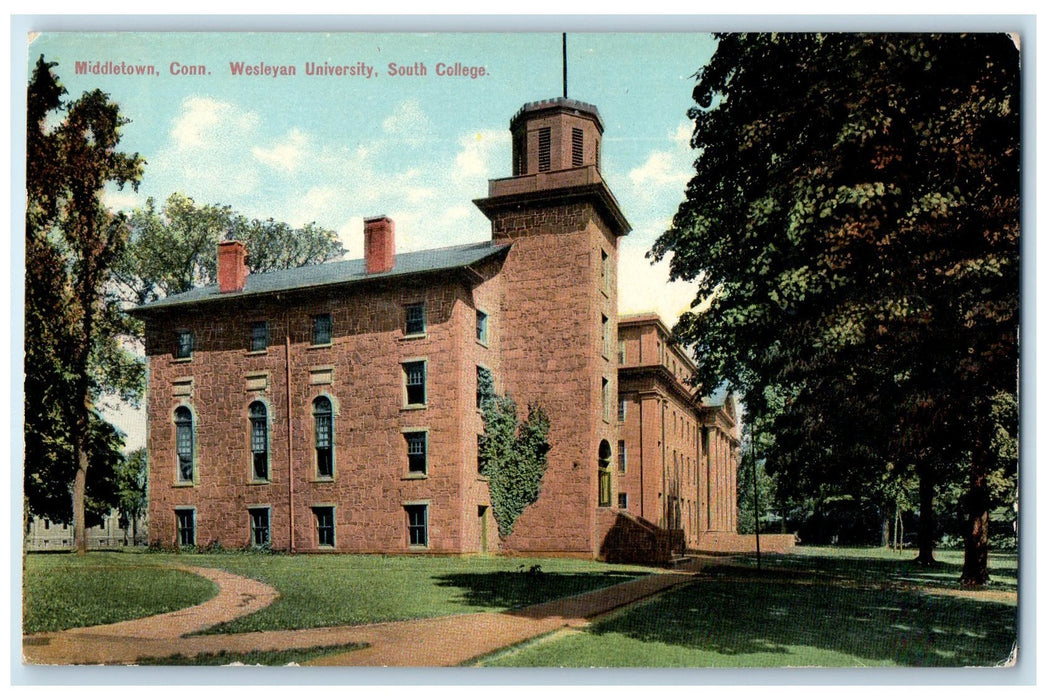 c1950's Wesleyan University South College Campus Building Middletown CT Postcard