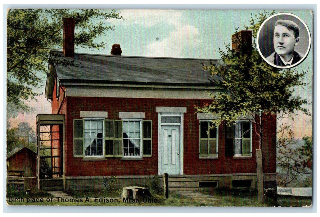 c1950's Birthplace Of Thomas A. Edison House Steps Door Milan Ohio OH Postcard