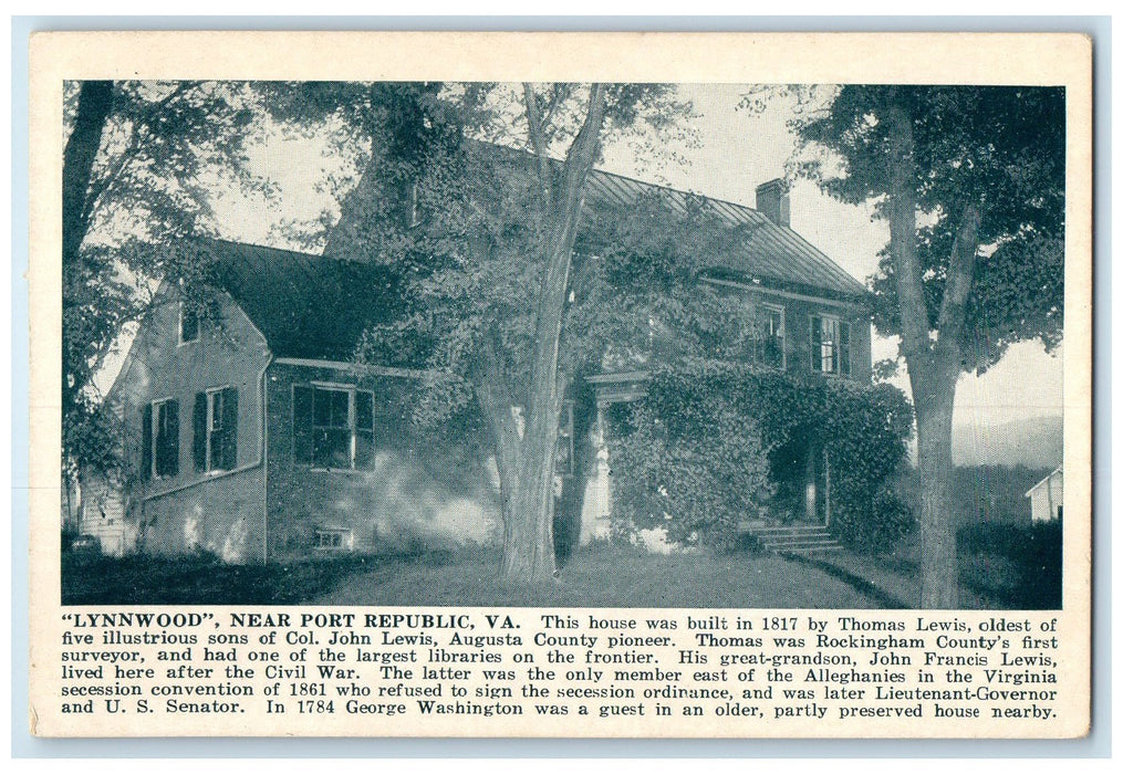 c1920's Lynnwood Building Near Port Republic Virginia VA Triangle Kard Postcard