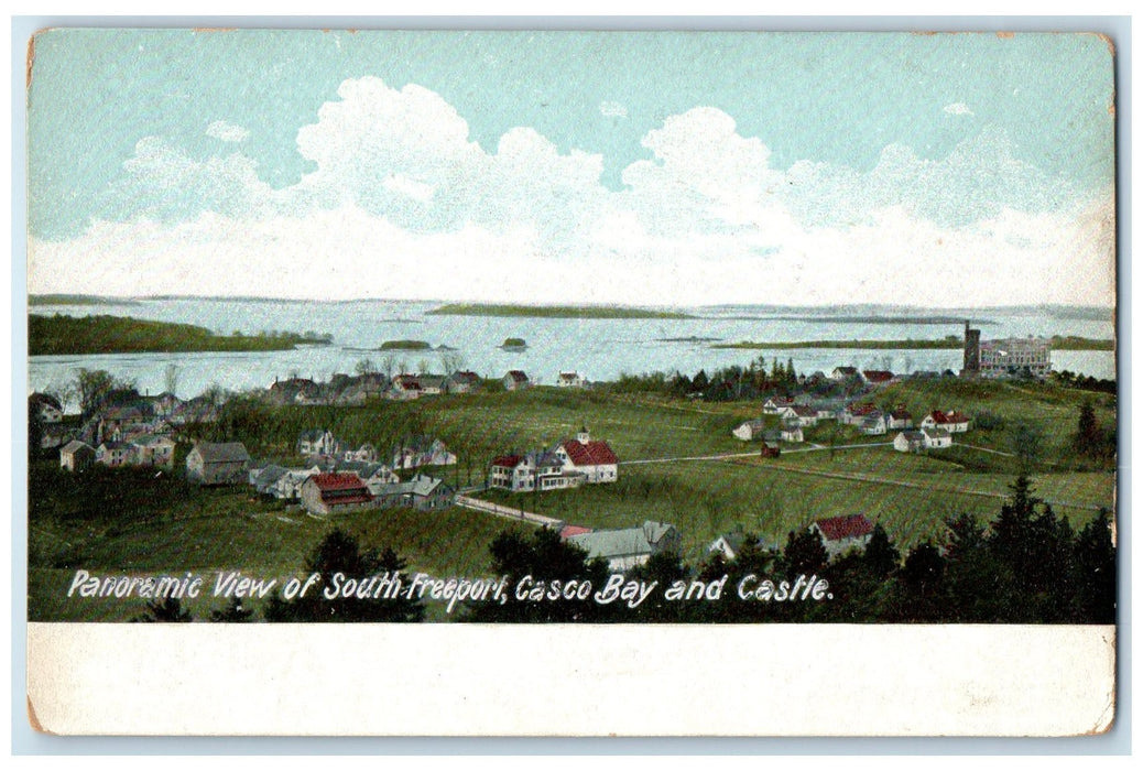 c1905's Panoramic View Of South Freeport Casco Bay And Castle Maine ME Postcard