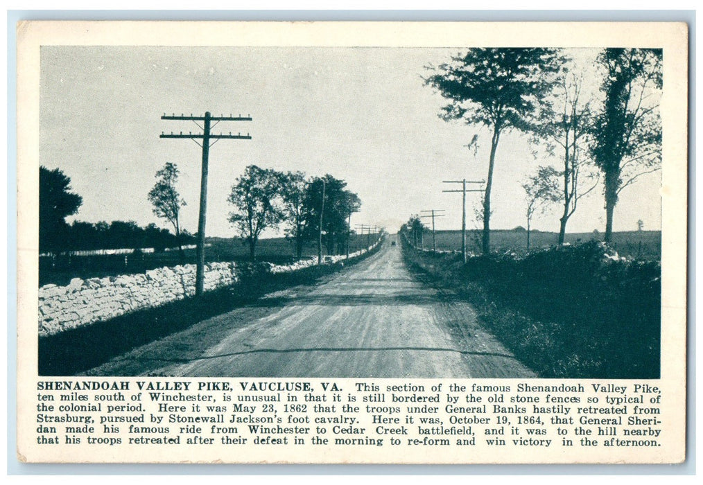 c1920 Shenandoah Valley Pike Highway Vaucluse Virginia VA Triangle Kard Postcard