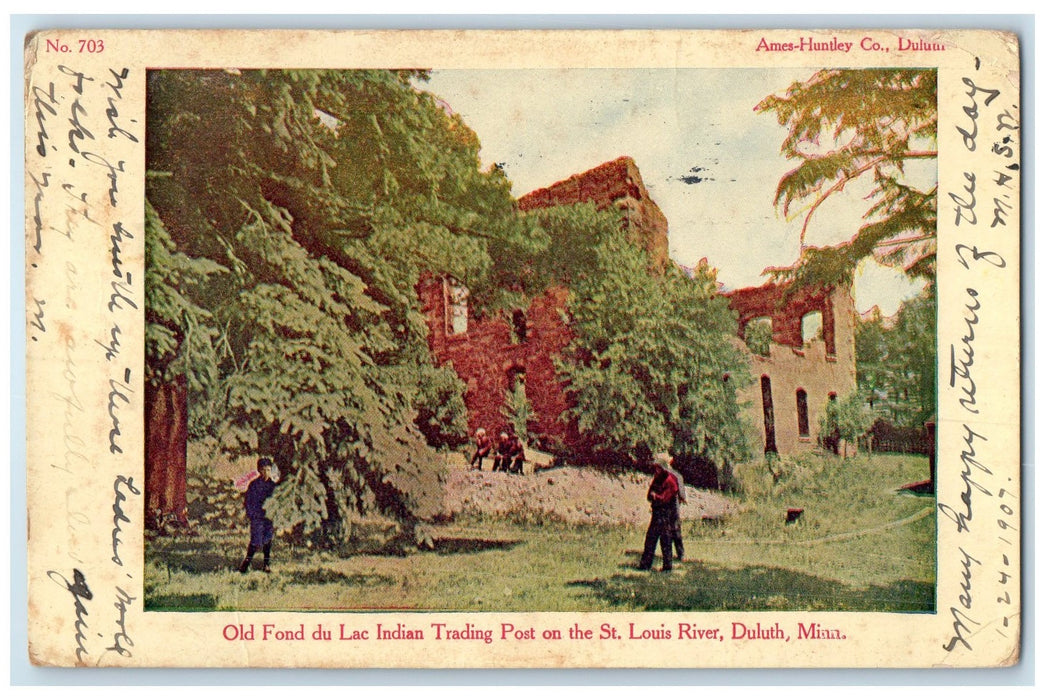 1907 Old Fond Du Lac Indian Trading Post Duluth Minnesota MN Posted Postcard