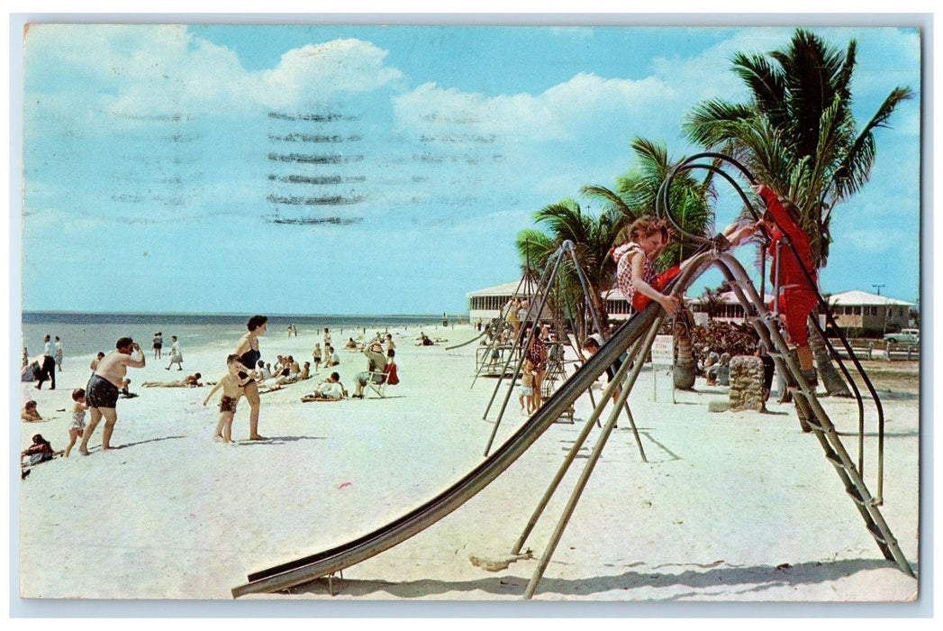 1960 Kiddies Enjoy The Playground At Fort Myers Beach Florida FL Posted Postcard