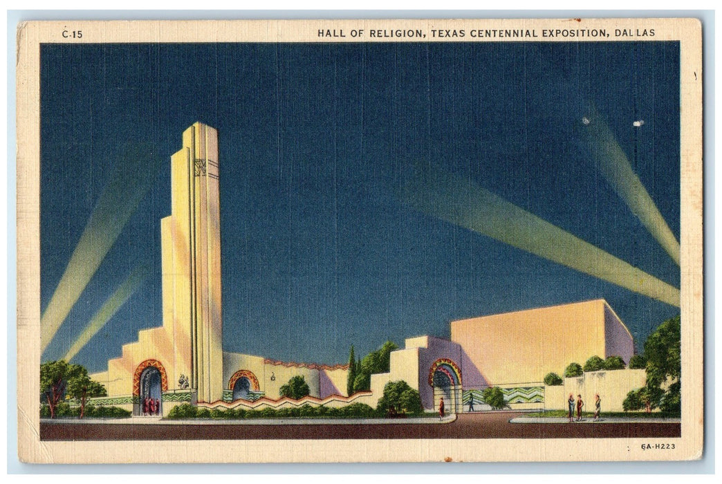 1936 Hall Religion Scene Texas Centennial Exposition Dallas Texas TE Postcard