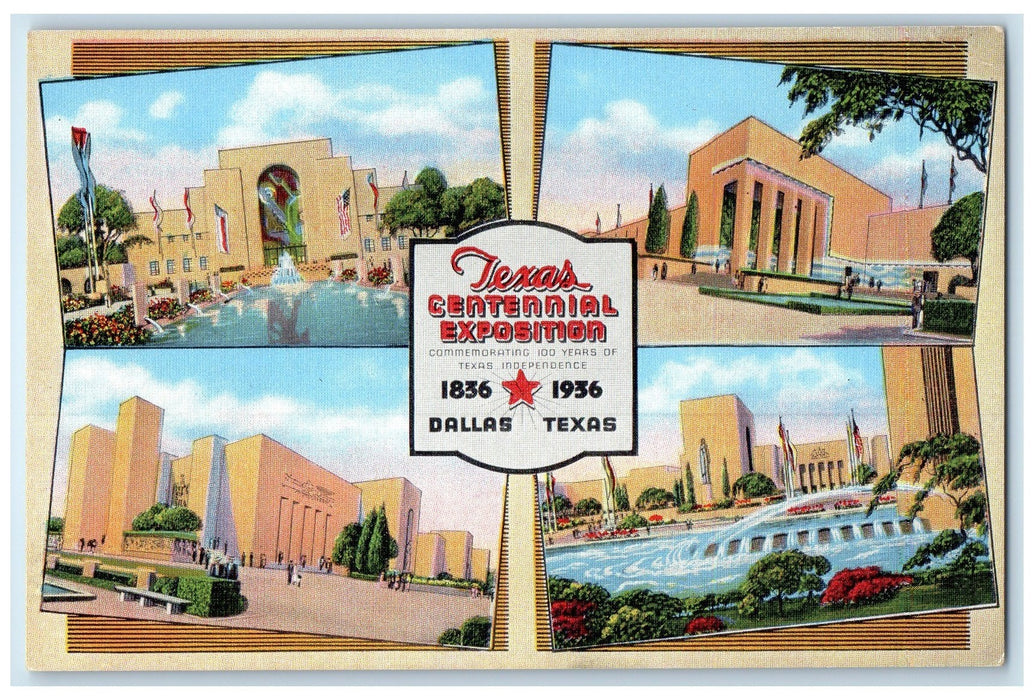 c1940's Texas Centennial Exposition Fountain Dallas Texas TE Unposted Postcard