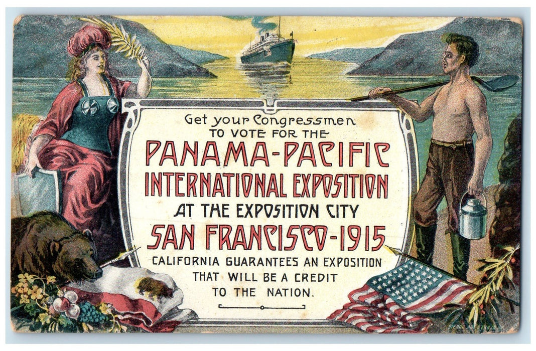 1910 Get Your Congressman To Vote For Panama Pacific San Francisco CA Postcard