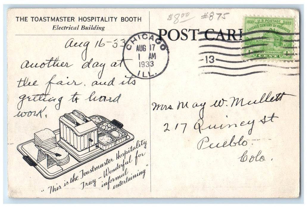 1933 A Century Of Progress Electrical Building View Chicago Illinois IL Postcard