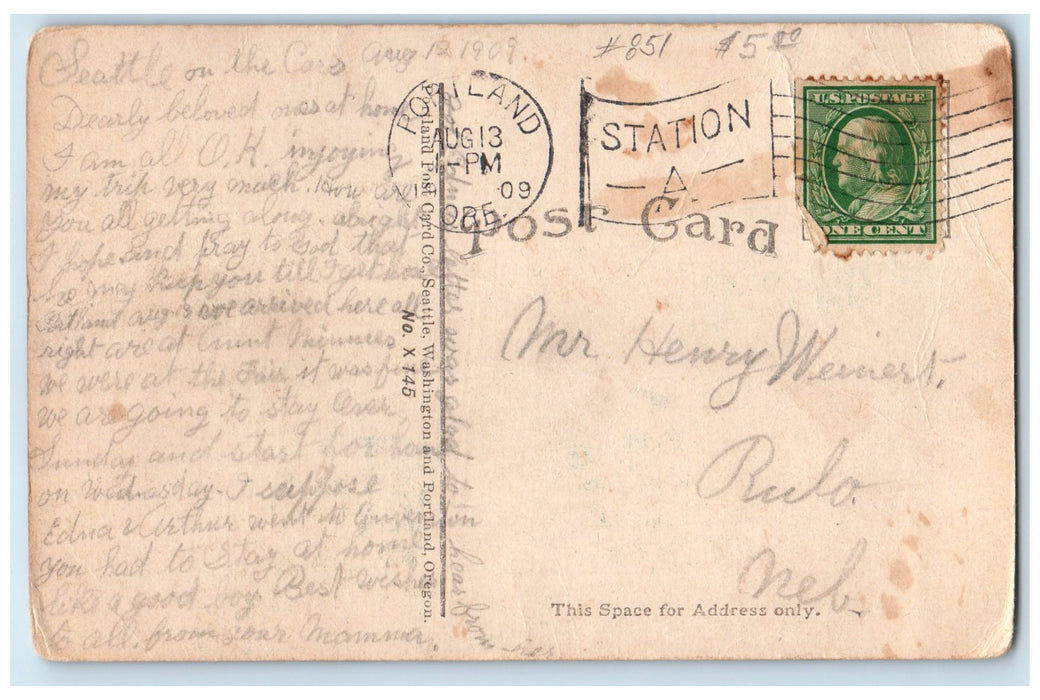 1909 Mt. Rainer And Court Of Honor US Government Buildings Seattle WA Postcard