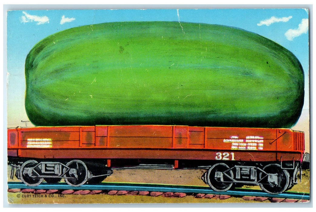 1945 The Kind We Grow In San Antonio TE Posted Exaggerated Watermelon Postcard