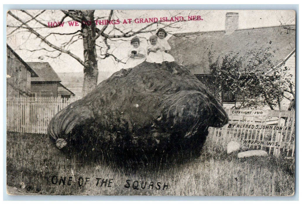 c1910's How We Do Things At Grand Island Nebraska NE Exaggerated Squash Postcard
