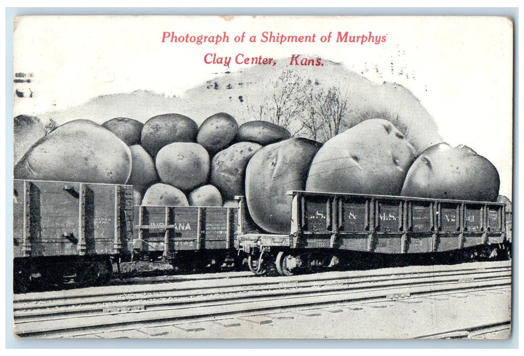 1911 Photograph Of Ship Of Murphys Clay Center KS Exaggerated Potatoes Postcard