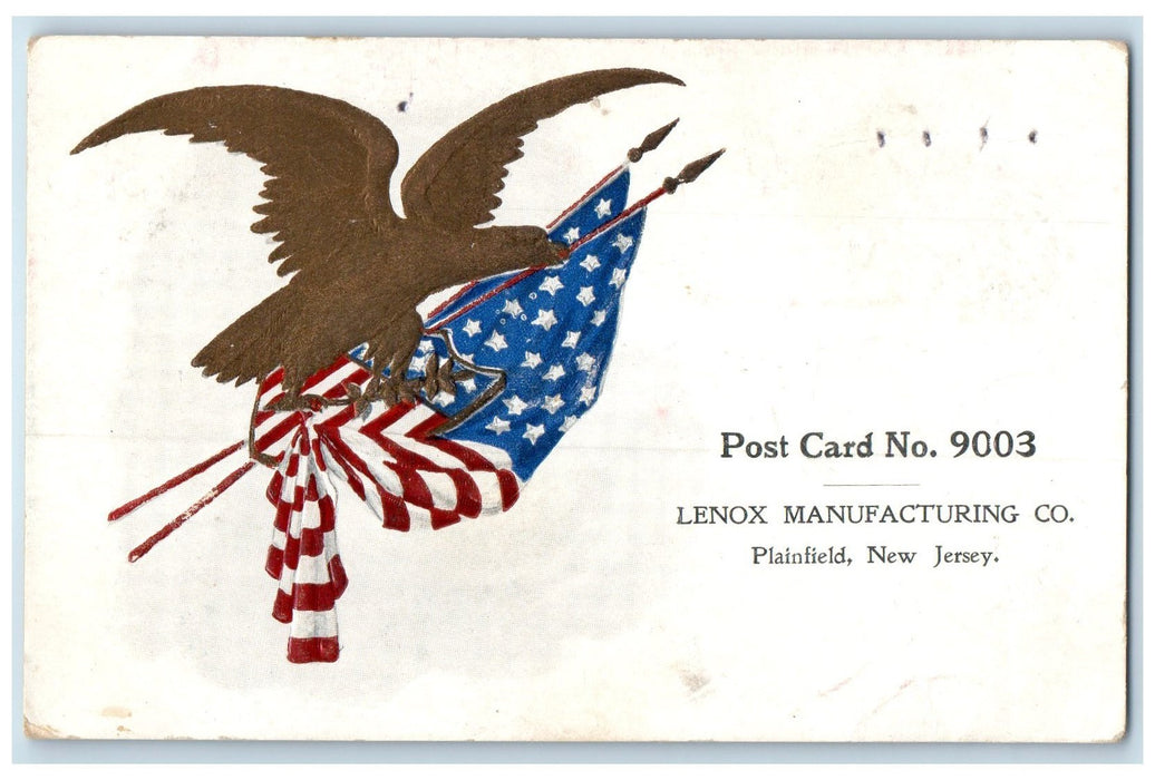 c1905's Lenox Manufacturing Company Plainfield New Jersey NJ Embossed Postcard