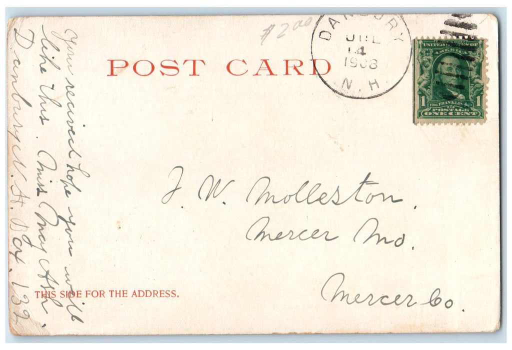 1908 Along The Shore At Pine Grove Springs Hotel Lake Spofford NH Boats Postcard