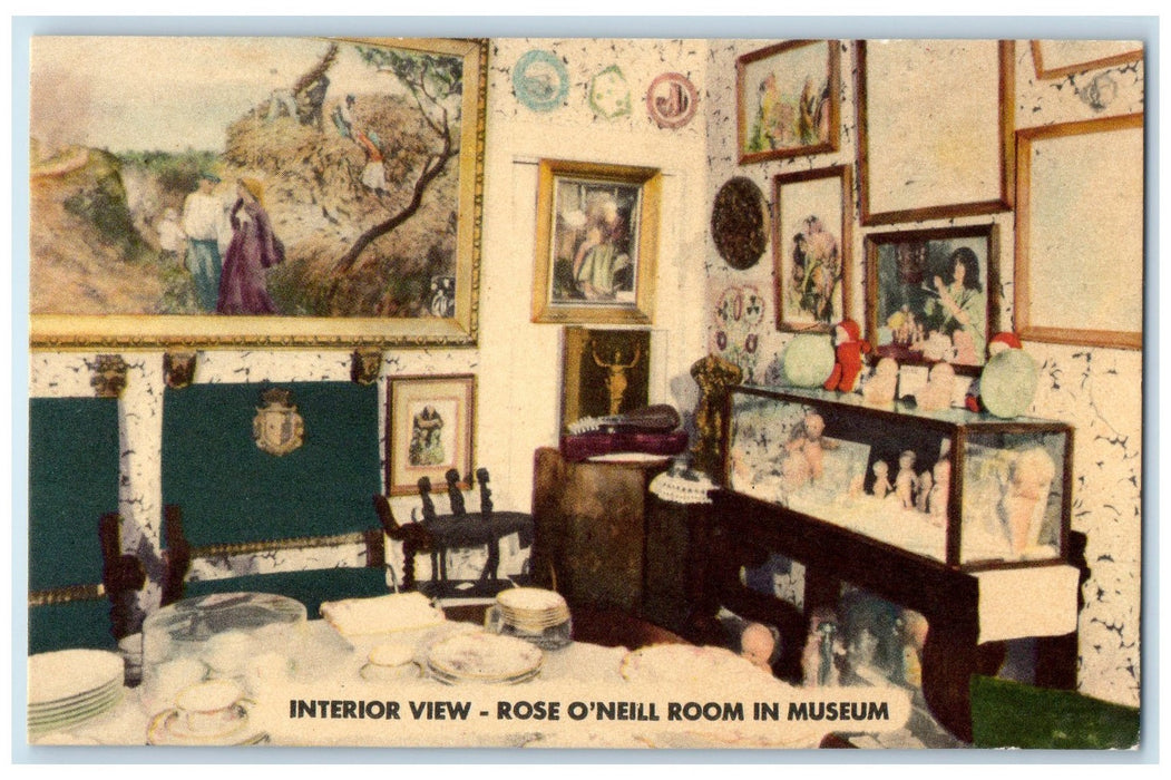 c1940's Interior View Rose O'Neill Room In Museum Branson Missouri MO Postcard