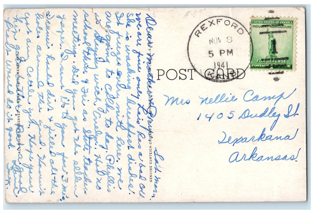 1941 Home Of Lum And Abner With And Without Disguise Mena Arkansas AR Postcard