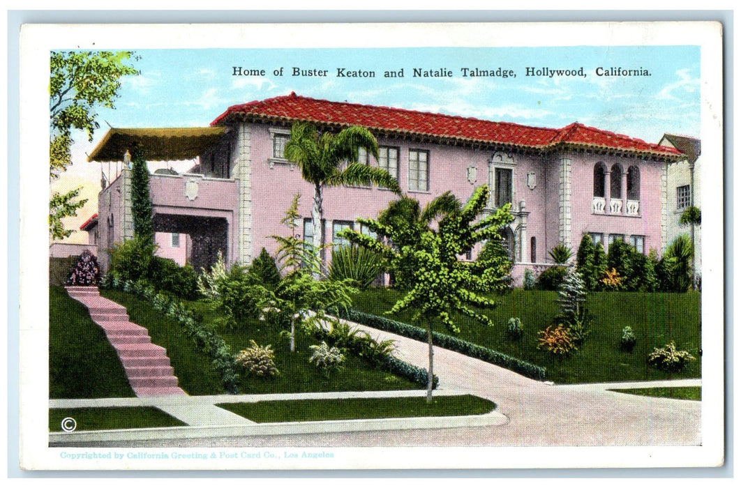 c1940's Home Of Buster Keaton And Natalie Talamadge Hollywood CA House Postcard