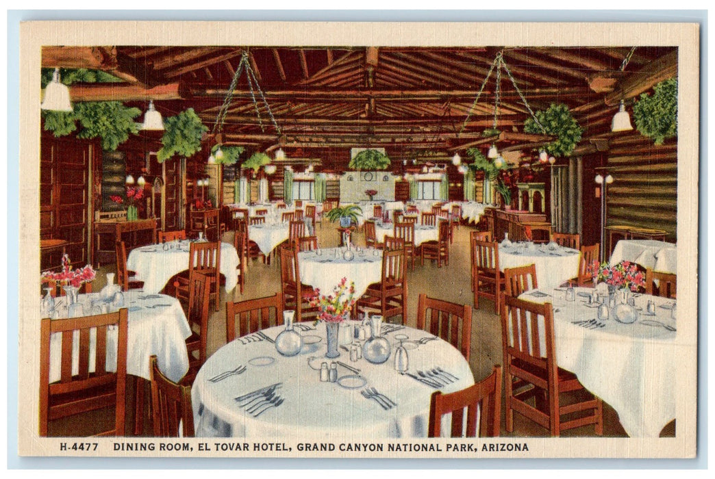 c1940s Dining Room El Tovar Hotel Interior Scene Grand National Park AZ Postcard