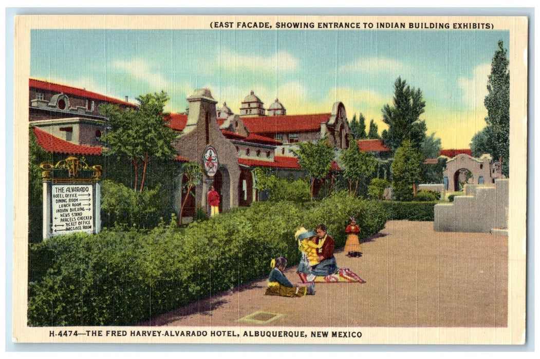 c1940's The Fred Harvey Alvarado Hotel Albuquerque New Mexico NM People Postcard