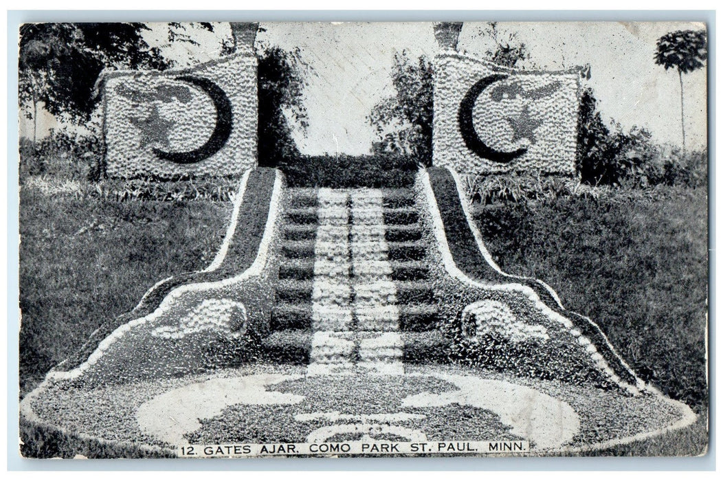 1909 Gates Ajar Como Park Flowers St. Paul Minnesota MN Posted Vintage Postcard