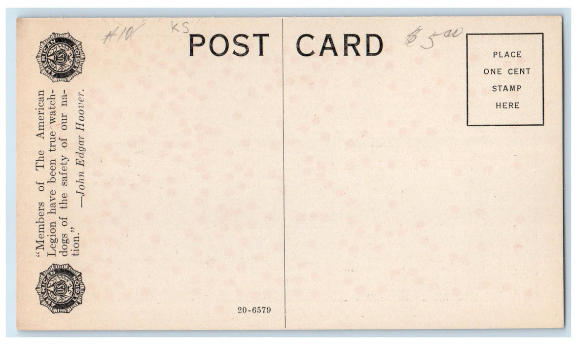 c1940s Indicates American Legion Post Watchdogs Of Safety Unposted Dots Postcard