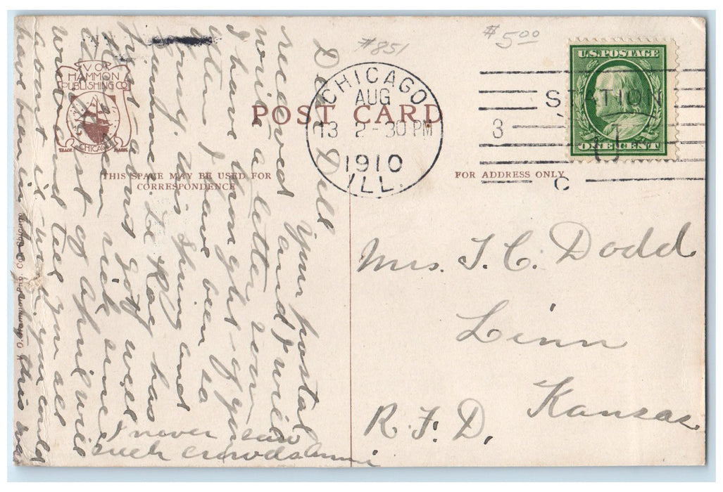 1910 Triennial Conclave Of The Knights Templar Chicago Illinois IL Boat Postcard