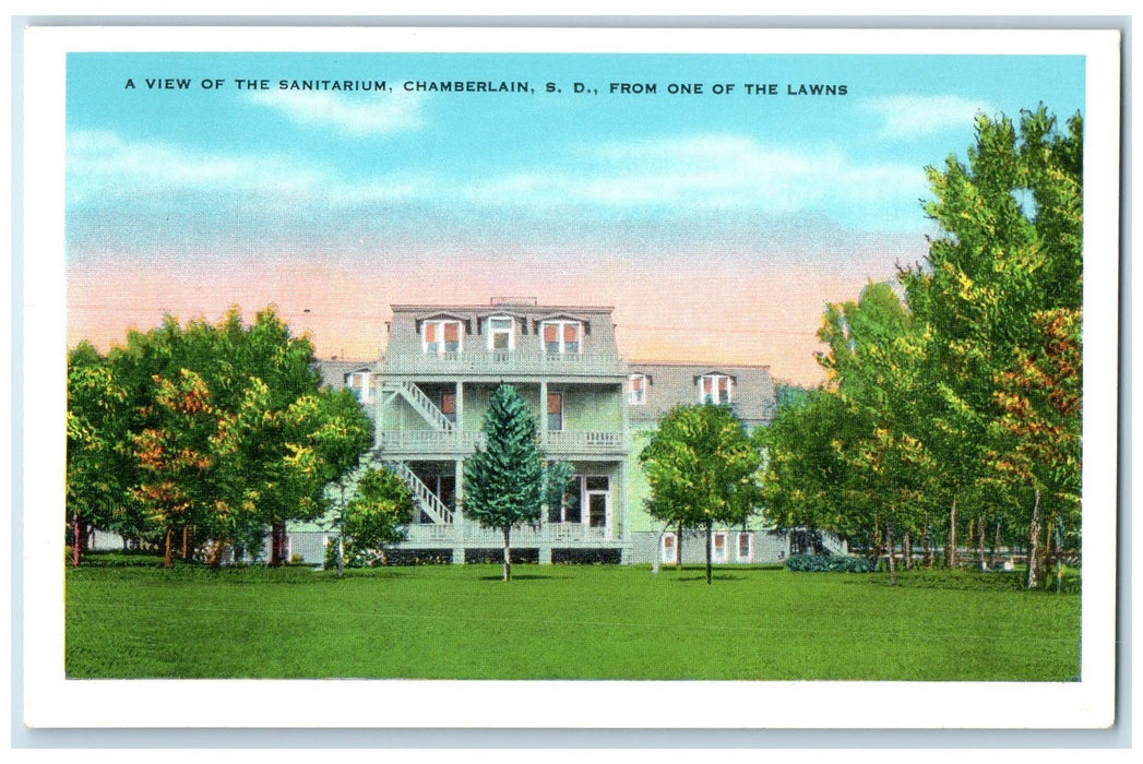 c1920's View Of Sanitarium One Of The Lawns Chamberlain South Dakota SD Postcard