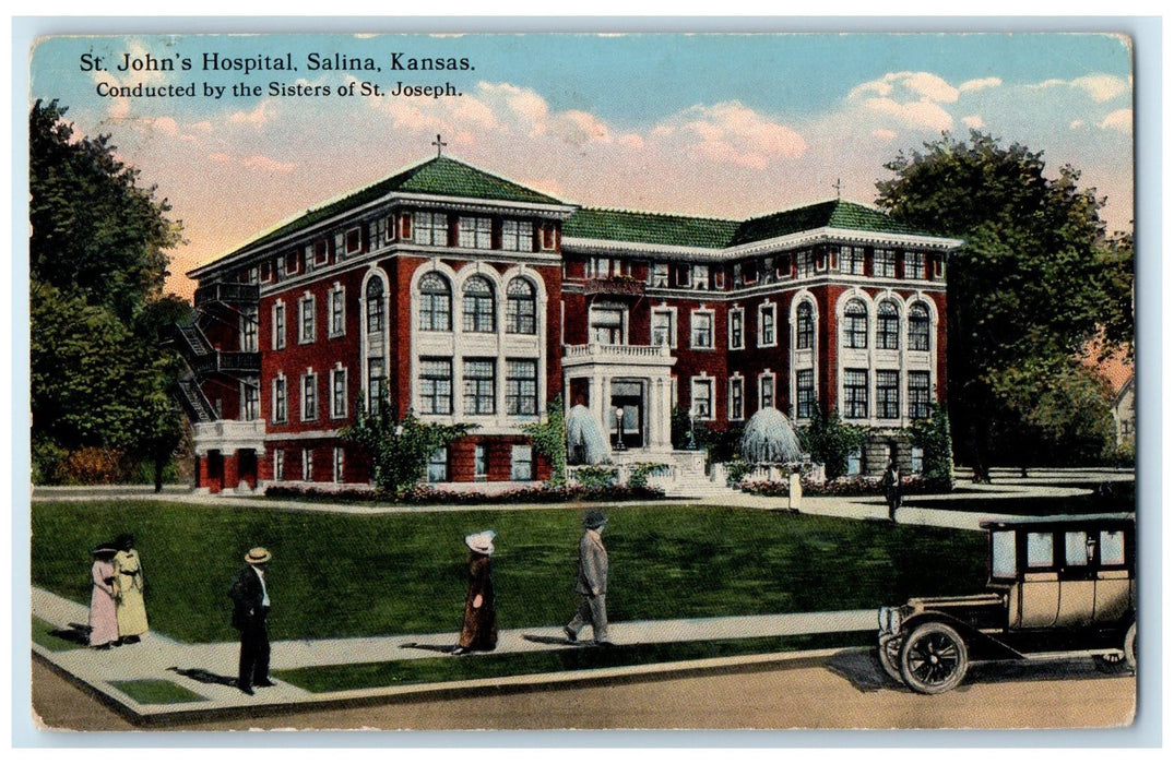 c1910 St John's Hospital Conducted By Sister's Salina Kansas KS Posted Postcard