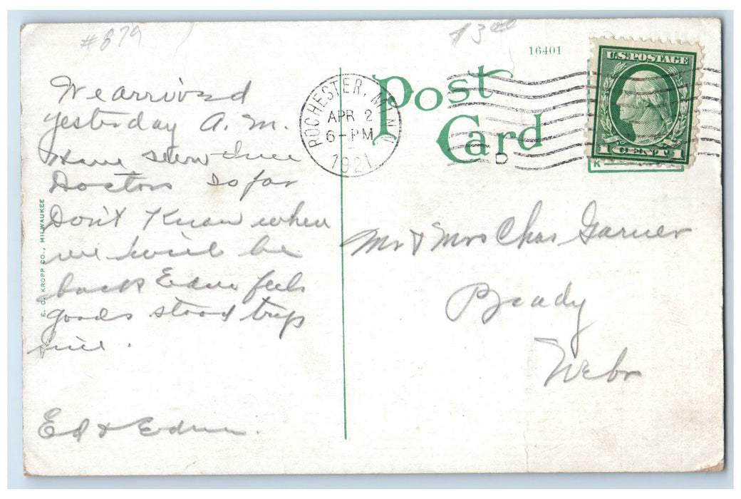 1921 The Clinic Building Classic Car Roadside View Rochester Minnesota Postcard