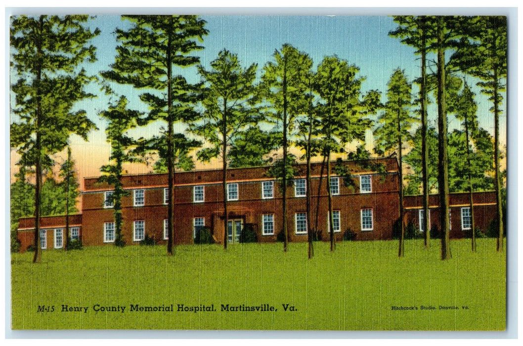 c1940 Henry County Memorial Hospital Building Martinsville Virginia VA Postcard