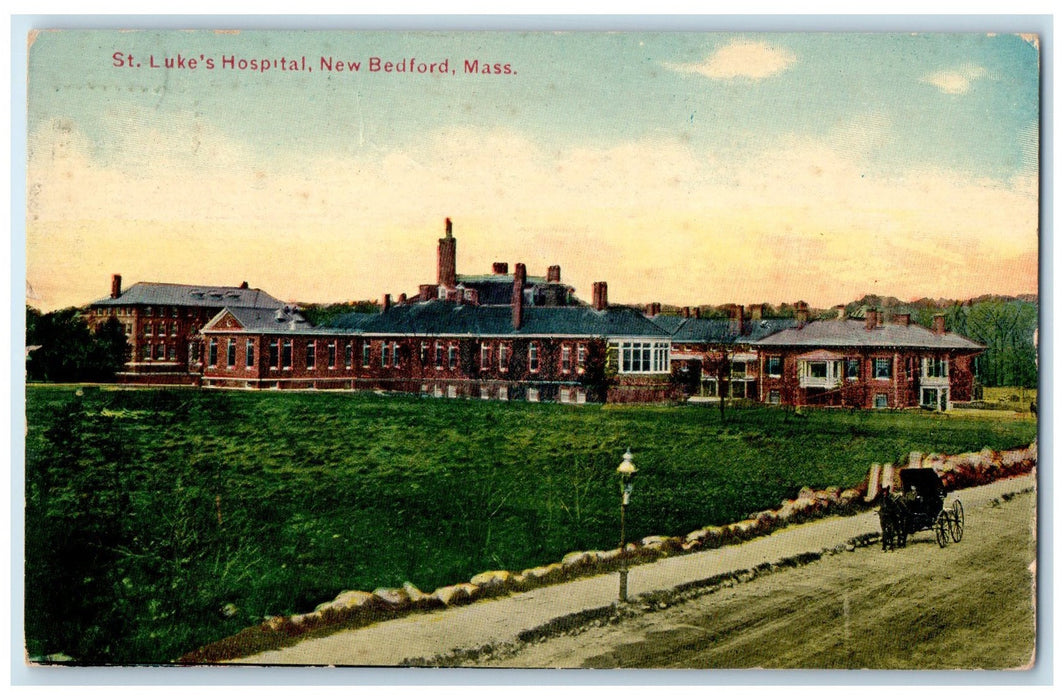 c1910 St. Luke's Hospital Horse Carriage New Bedford Massachusetts MA Postcard