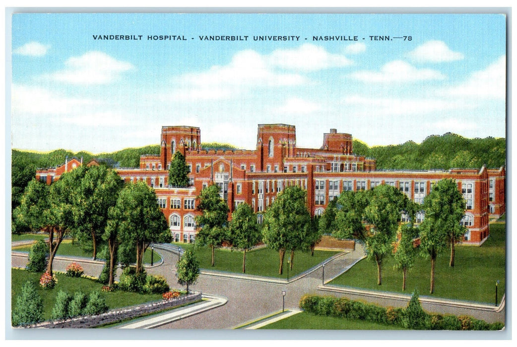 c1940 Vanderbilt Hospital Vanderbilt University Vanderbilt Tennessee TN Postcard