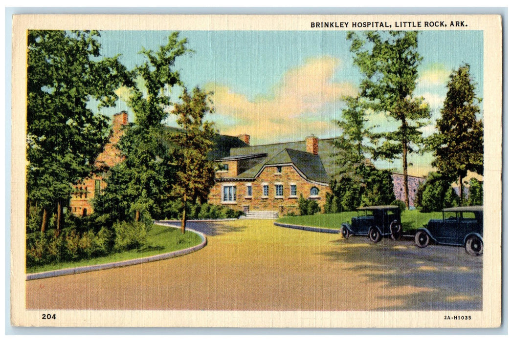 c1940's Brinkley Hospital Classic Cars Building Little Rock Arkansas AK Postcard