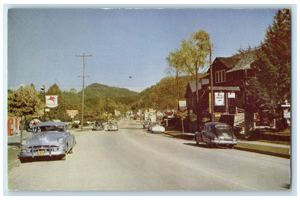 c1950's Main Street Road Highway Classic Cars Gatlinburg Tennessee TN Postcard