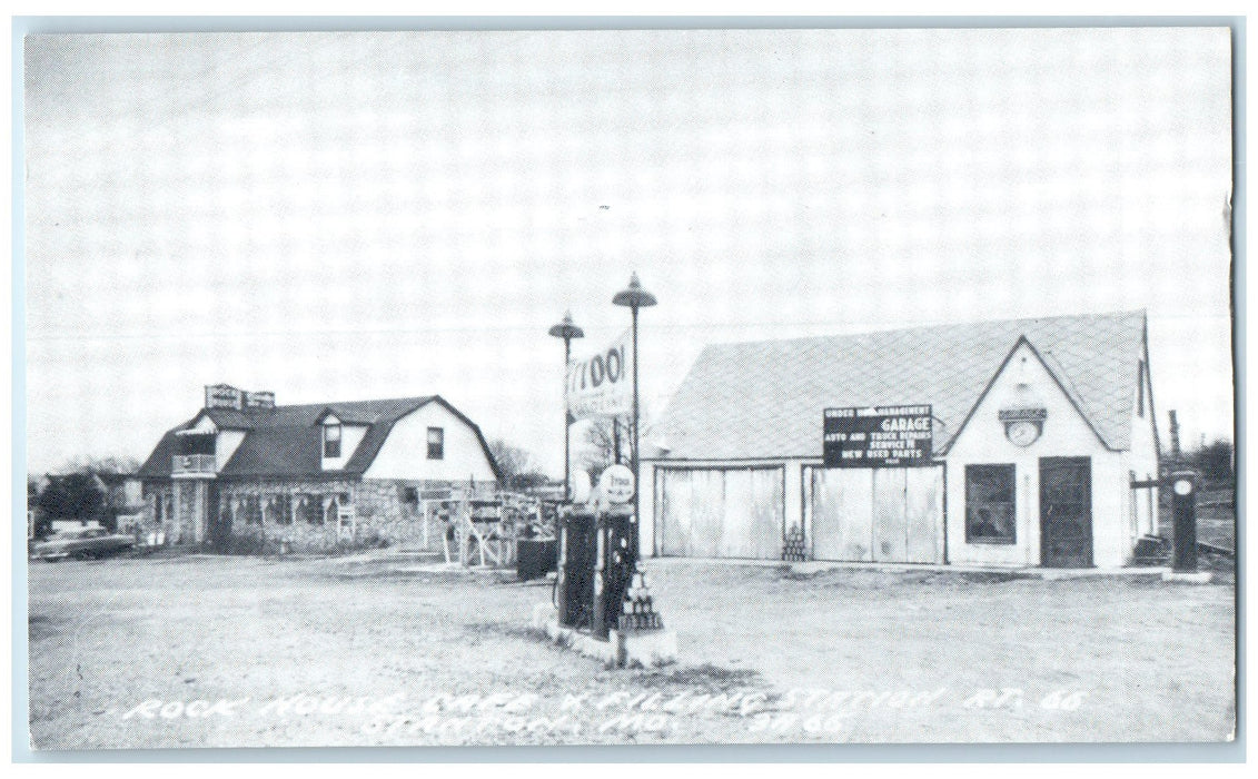 c1950's Highway 66 Rock Cafe & Gasoline Station Stanton Missouri MO Postcard